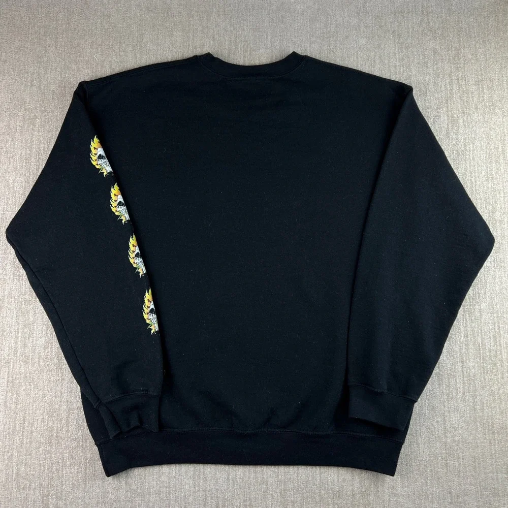Metallica Sweatshirt Mens Large Black Pushead Skull Flame Graphic Band Pullover